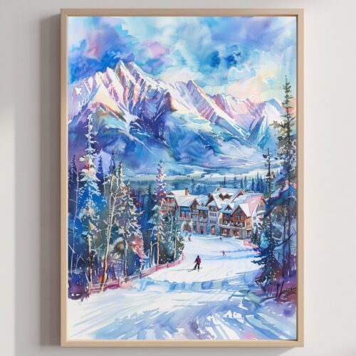 Panorama Canada North America Watercolor: Travel Art Poster Print