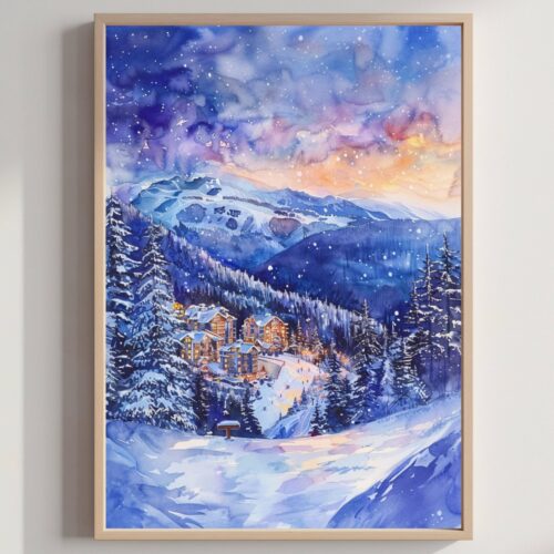 Whistler Canada North America Watercolor: Travel Art Poster Print