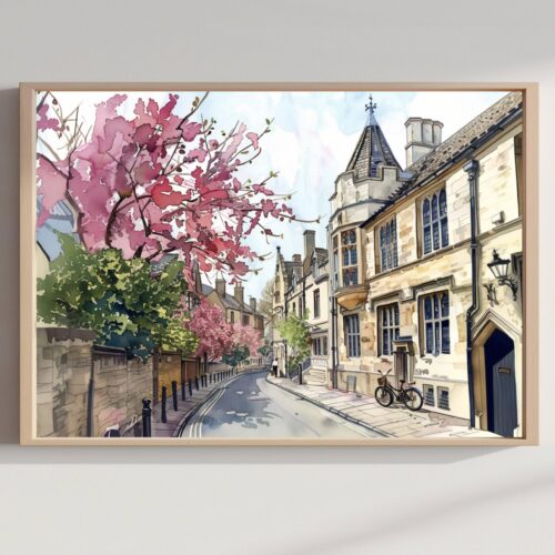 Oxford England Watercolor Print: UK Travel Art Poster