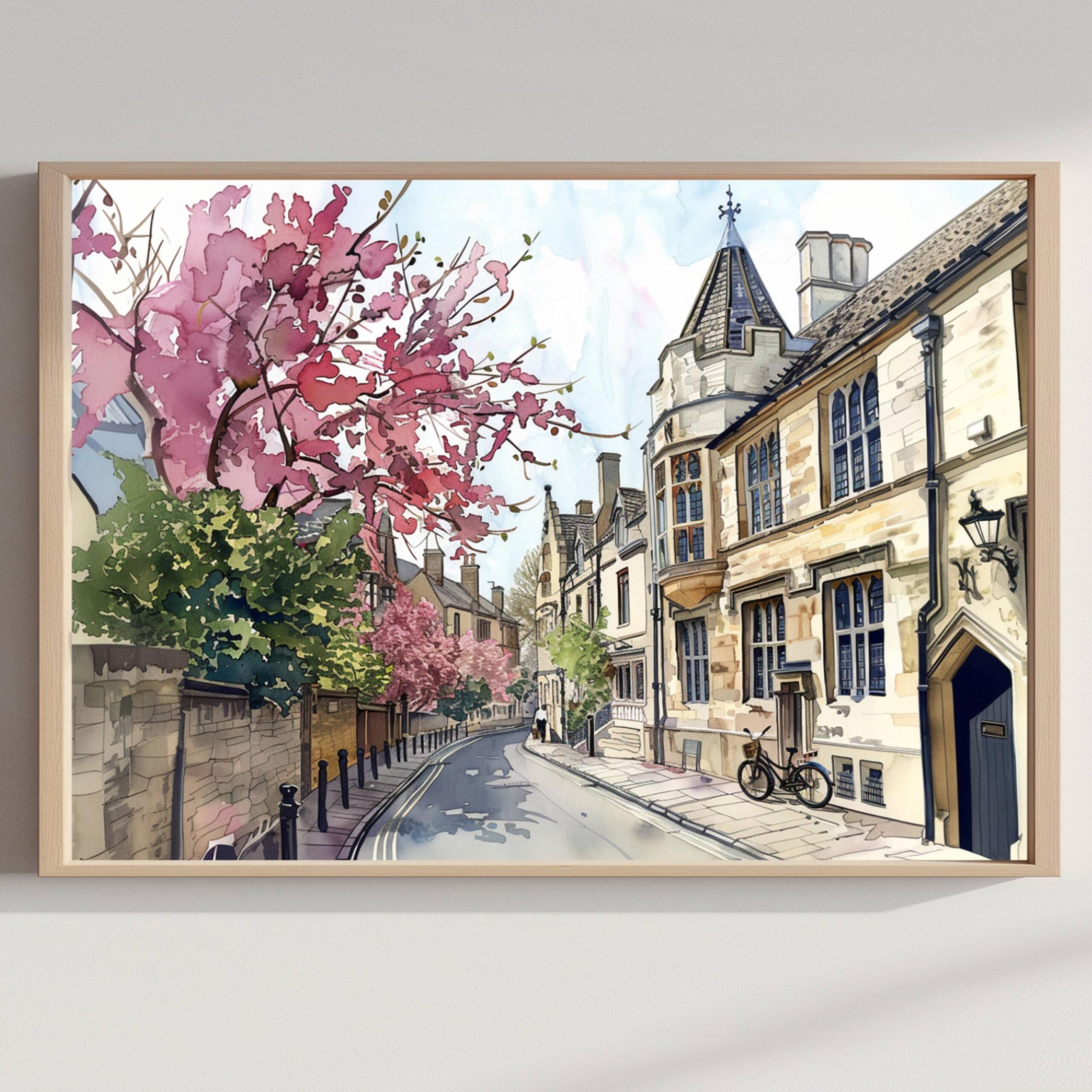 Oxford England Watercolor Print: UK Travel Art Poster