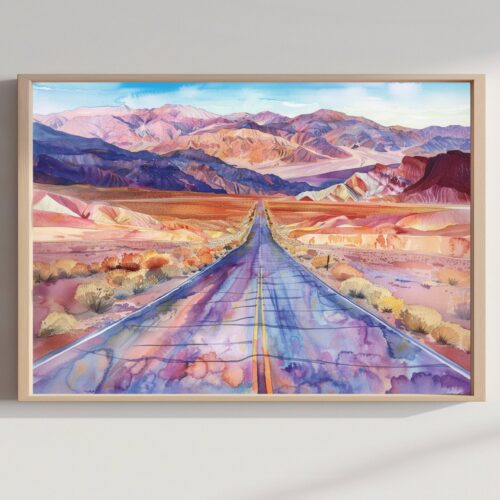 Death Valley National Park California Watercolor Print: USA Travel Art Poster