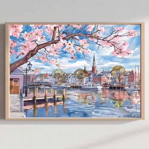 Annapolis Maryland Watercolor Print: USA Travel Art Poster