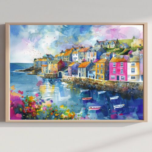 Cornwall England Watercolor Print: UK Travel Art Poster