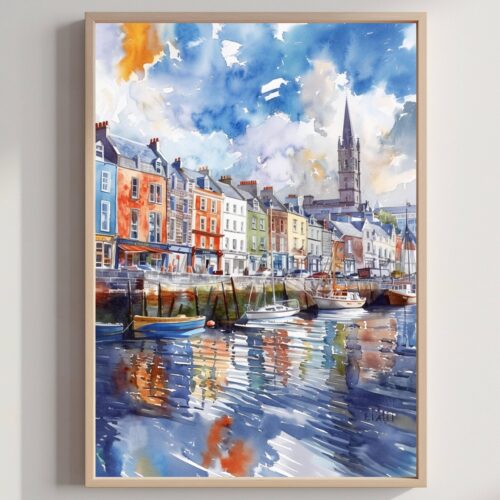 Cobh Cork Republic of Ireland Watercolor Print: Europe Travel Art Poster