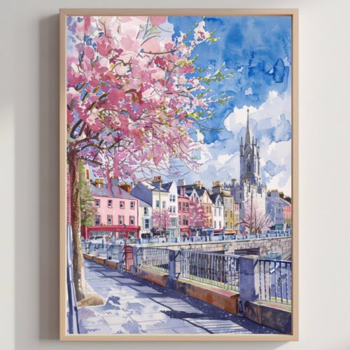 Cork Republic of Ireland Watercolor Print: Europe Travel Art Poster