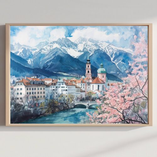 Innsbruck Austria Watercolor Print: Europe Travel Art Poster