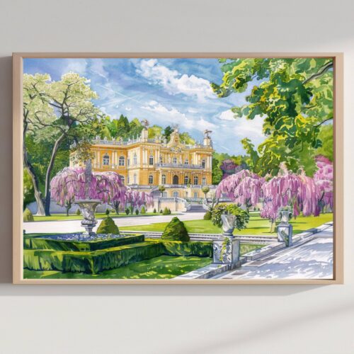 Schönbrunn Palace Vienna Austria Watercolor Print: Europe Travel Art Poster