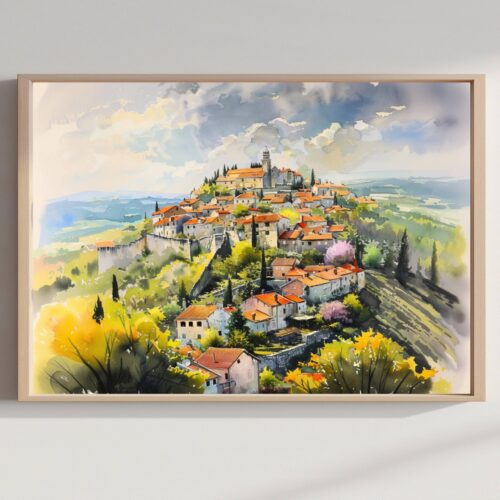 Motovun Croatia Watercolor Print: Europe Travel Art Poster