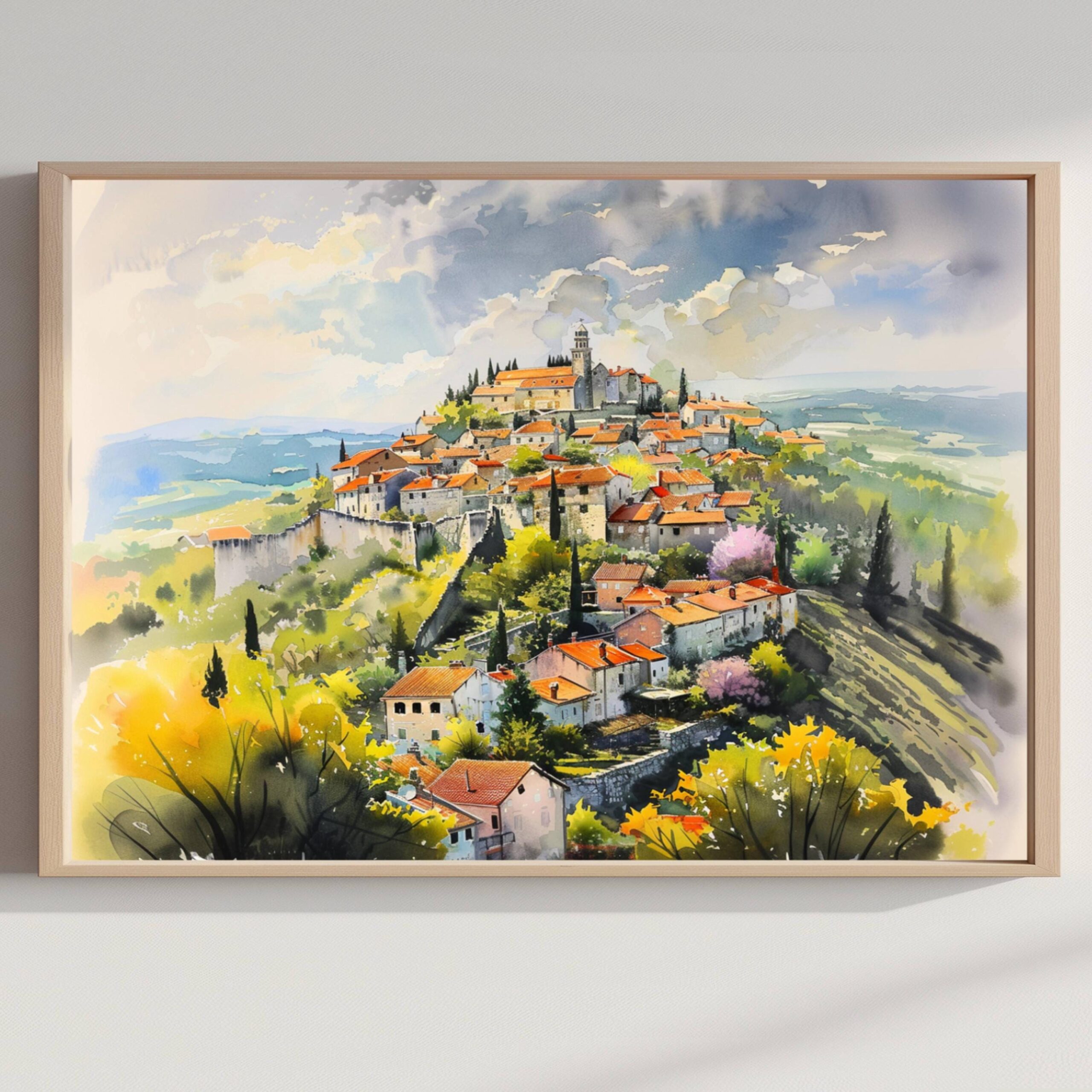 Motovun Croatia Watercolor Print: Europe Travel Art Poster