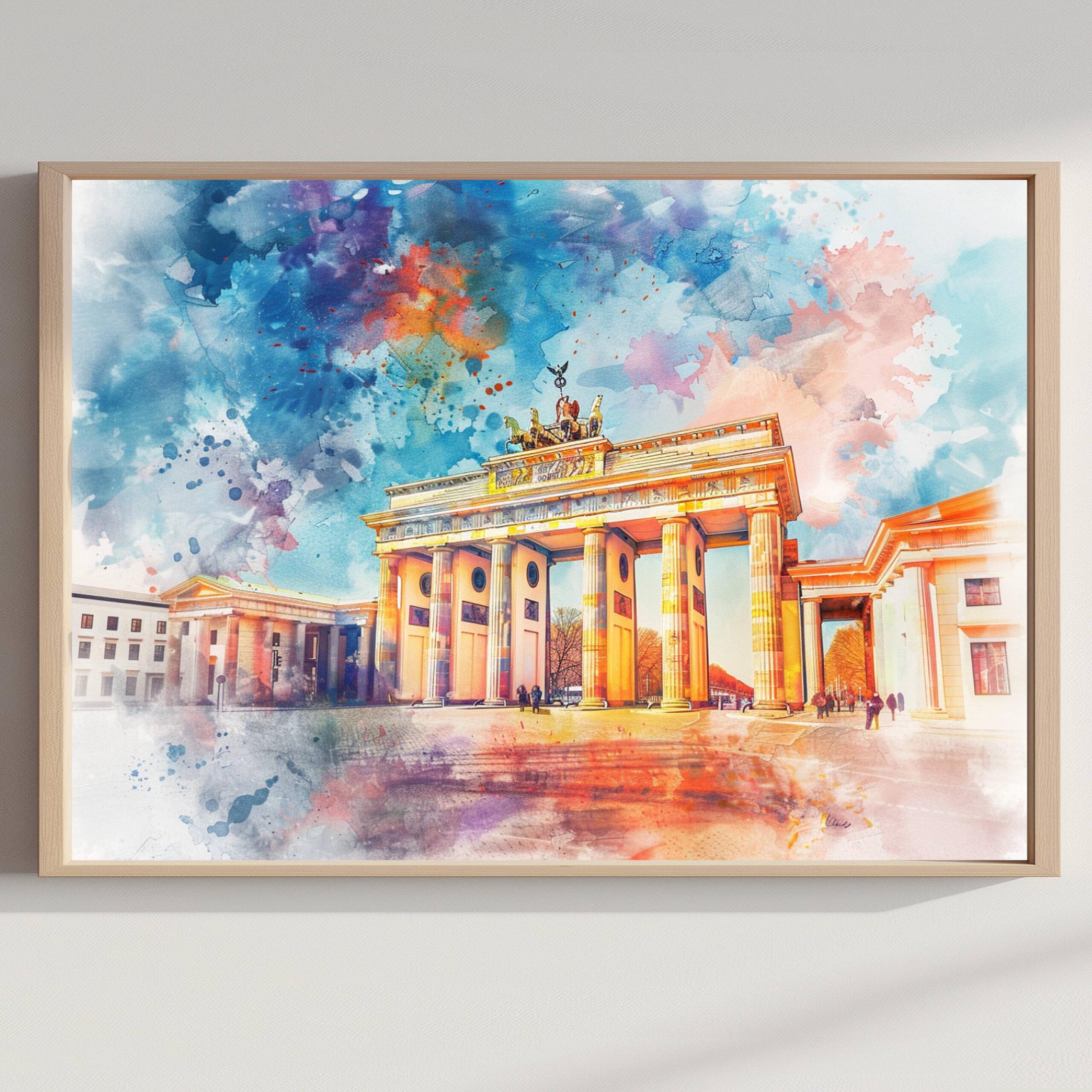 Brandenburg Gate Berlin Germany Watercolor Print: Europe Travel Art Poster