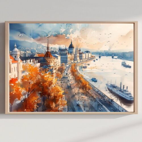 Budapest Hungary Watercolor Print: Europe Travel Art Poster