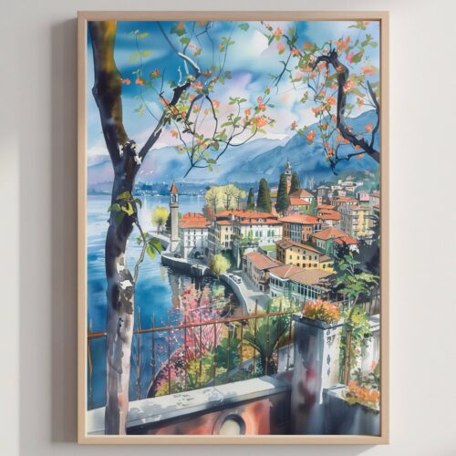 Stresa Italy Europe Watercolor Print: Travel Art Poster