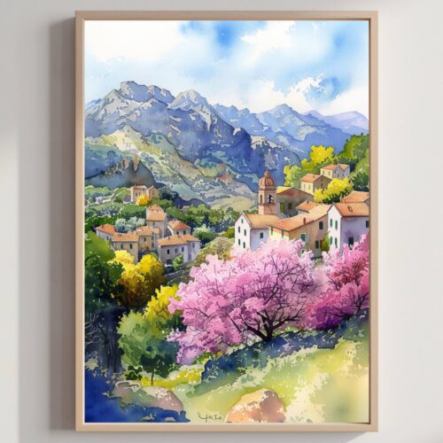Corsica France Watercolor Print: France Travel Art Poster