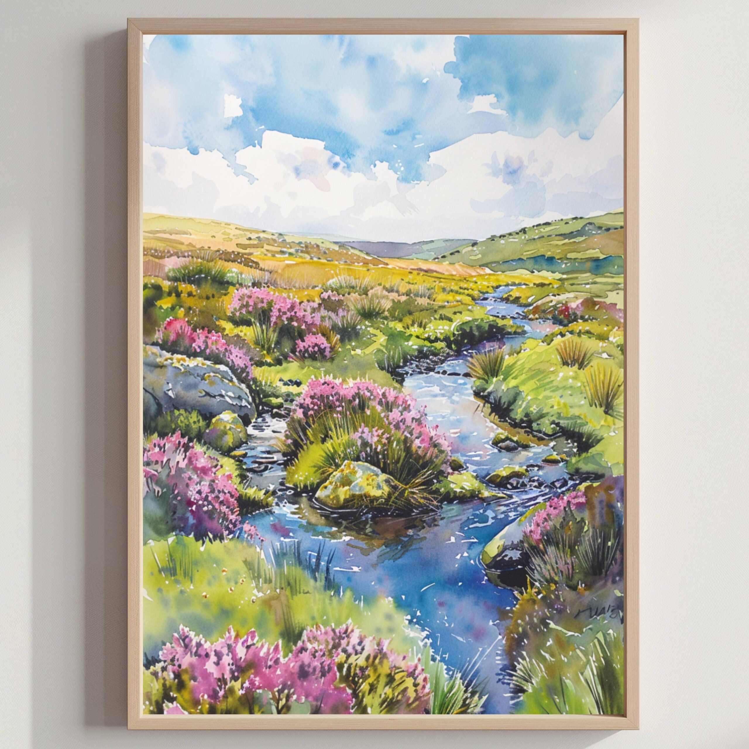Exmoor National Park England Watercolor: United Kingdom Travel Art Poster