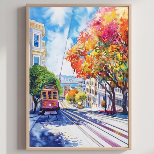San Francisco CA California USA Watercolor Print: Travel Art Poster