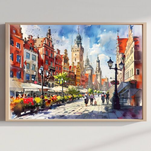 Gdansk Poland Watercolor Print: European Travel Art Poster