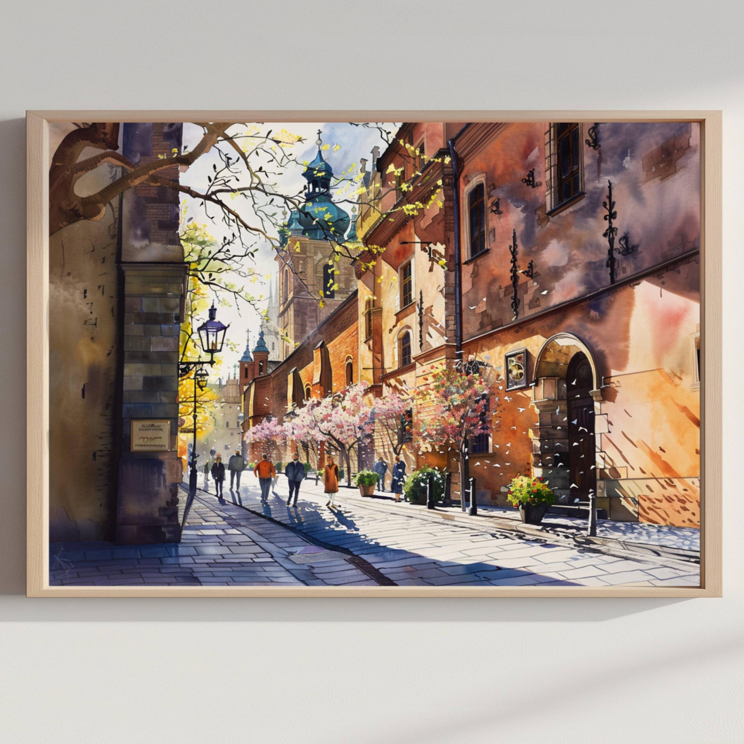 Krakow Poland Watercolor Print: European Travel Art Poster
