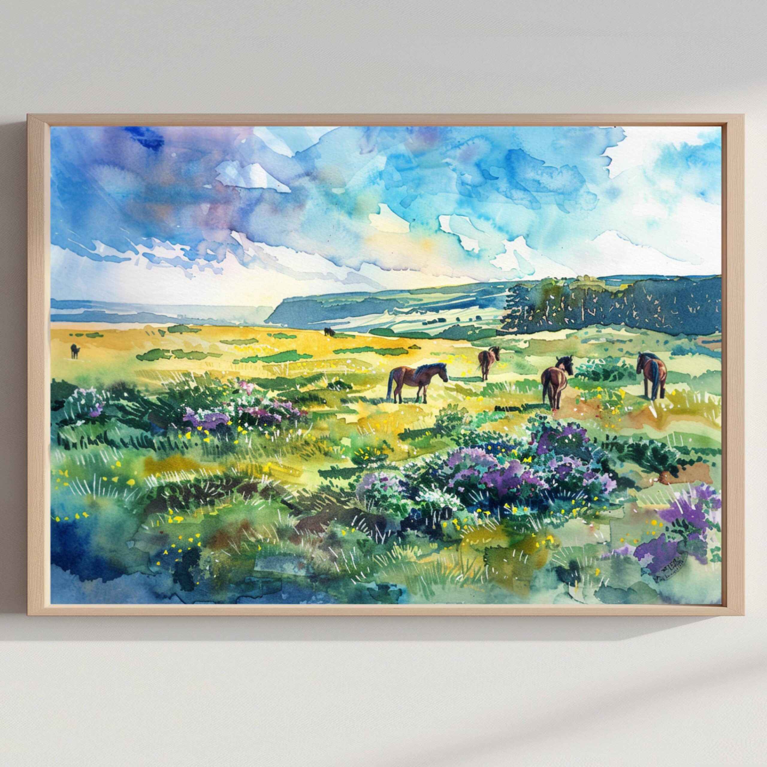 Exmoor National Park England Watercolor Print: UK Travel Art Poster