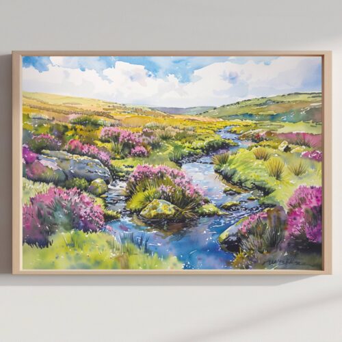 Exmoor National Park England Watercolor Print: UK Travel Art Poster