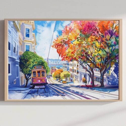 San Francisco California Watercolor Print: USA Travel Art Poster