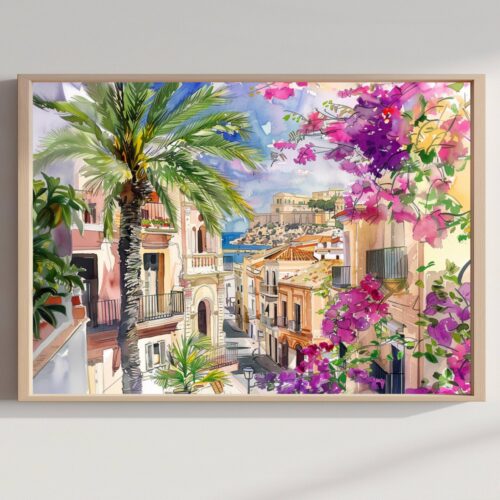 Alicante Spain Watercolor Print: Europe Travel Art Poster