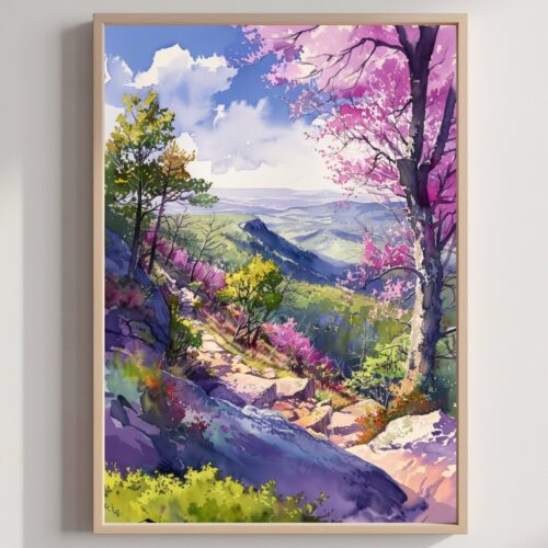 Shenandoah National Park Virginia USA Watercolor Print: American Travel Poster