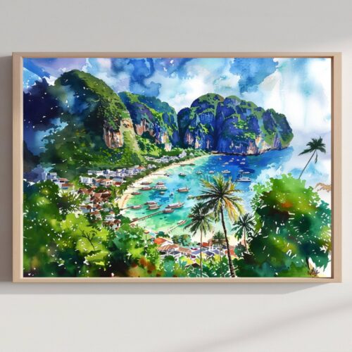 Thailand Watercolor Print: Asian Travel Art Poster