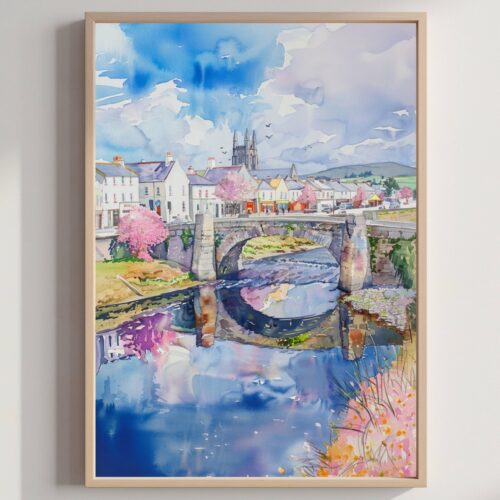 Sligo Republic of Ireland Watercolor Print: Europe Travel Art Poster