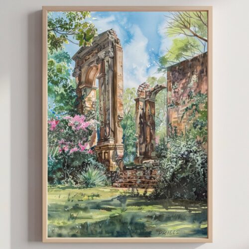 Paronella Park Australia Watercolor Print: Travel Art Poster