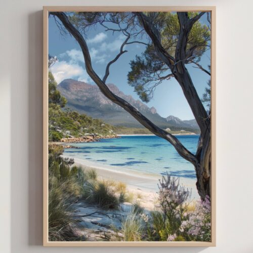 Wineglass Bay Australia Watercolor Print: Travel Art Poster