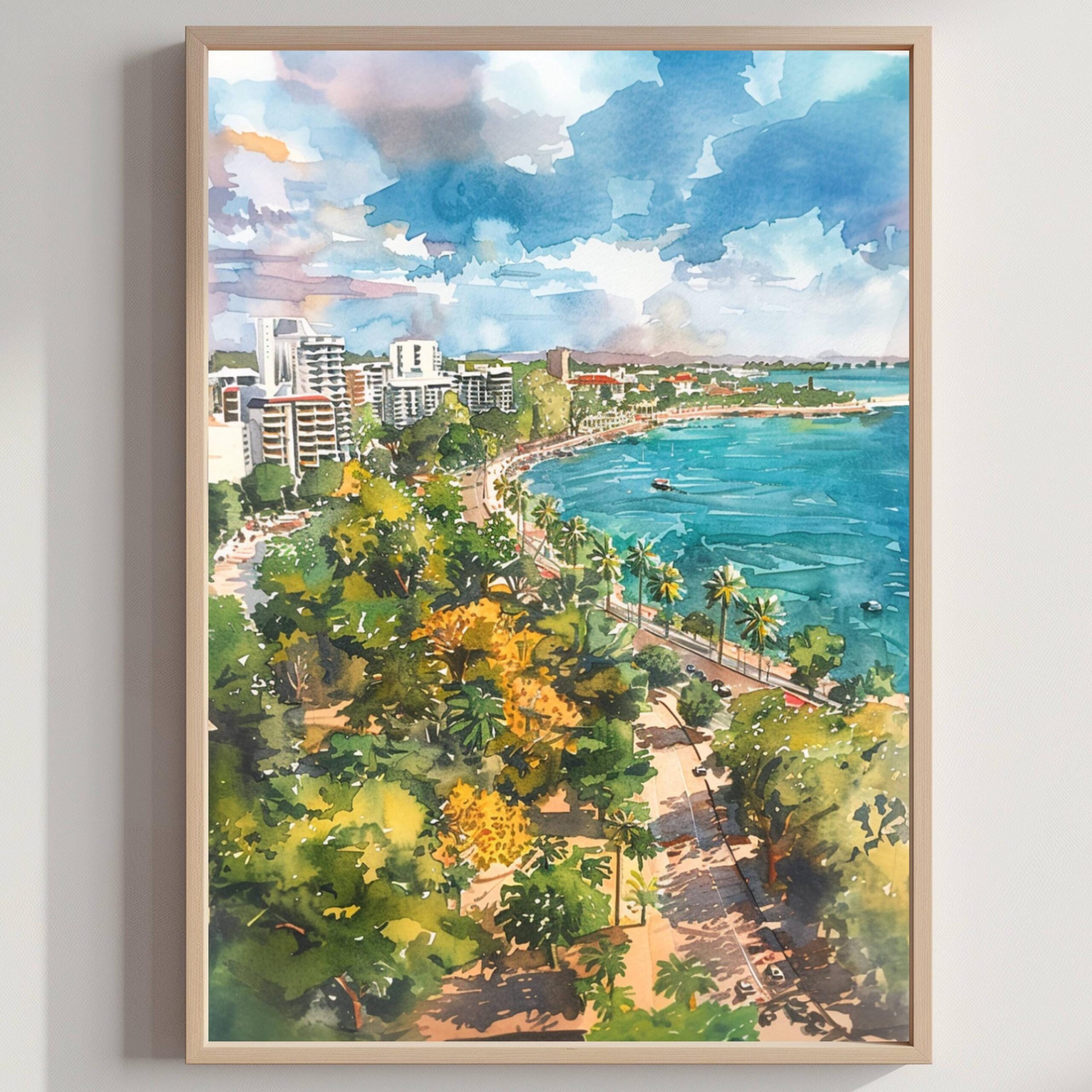 Darwin Australia Watercolor Print: Travel Art Poster