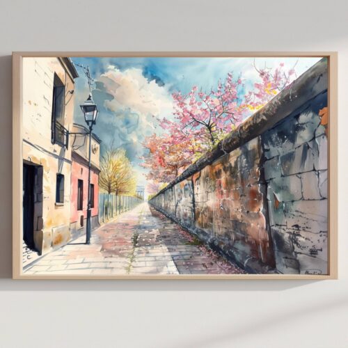 Berlin Wall Germany Watercolor Print: Europe Travel Art Poster