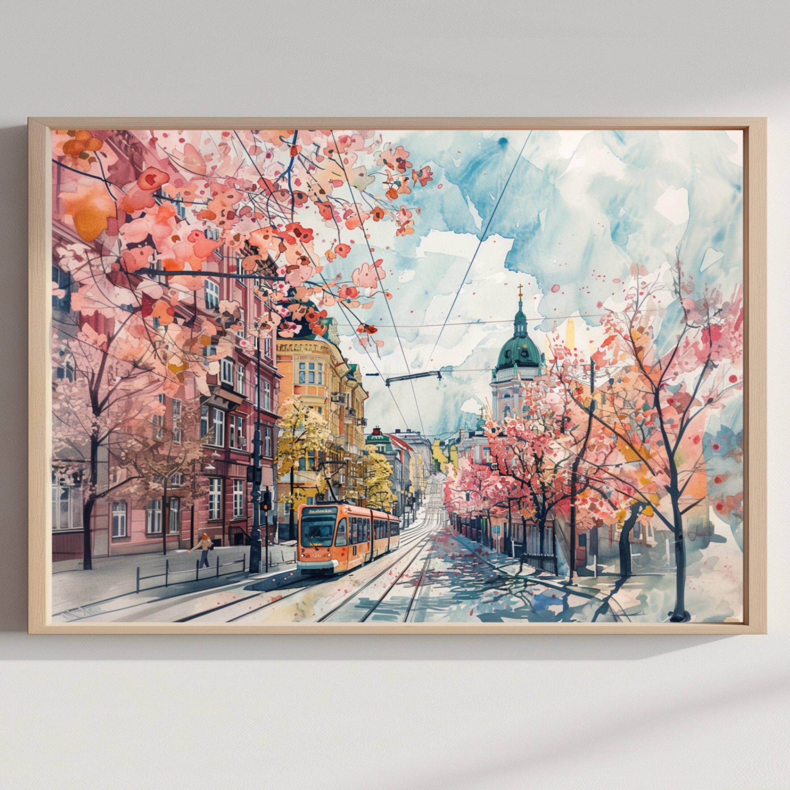 Helsinki Finland Watercolor Print: Europe Travel Art Poster