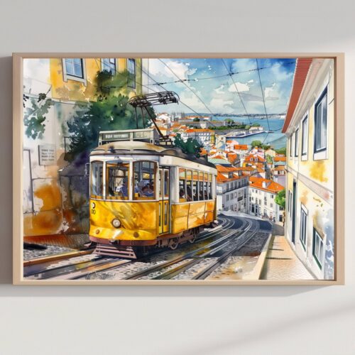 Lisbon Portugal Watercolor Print: Europe Travel Art Poster