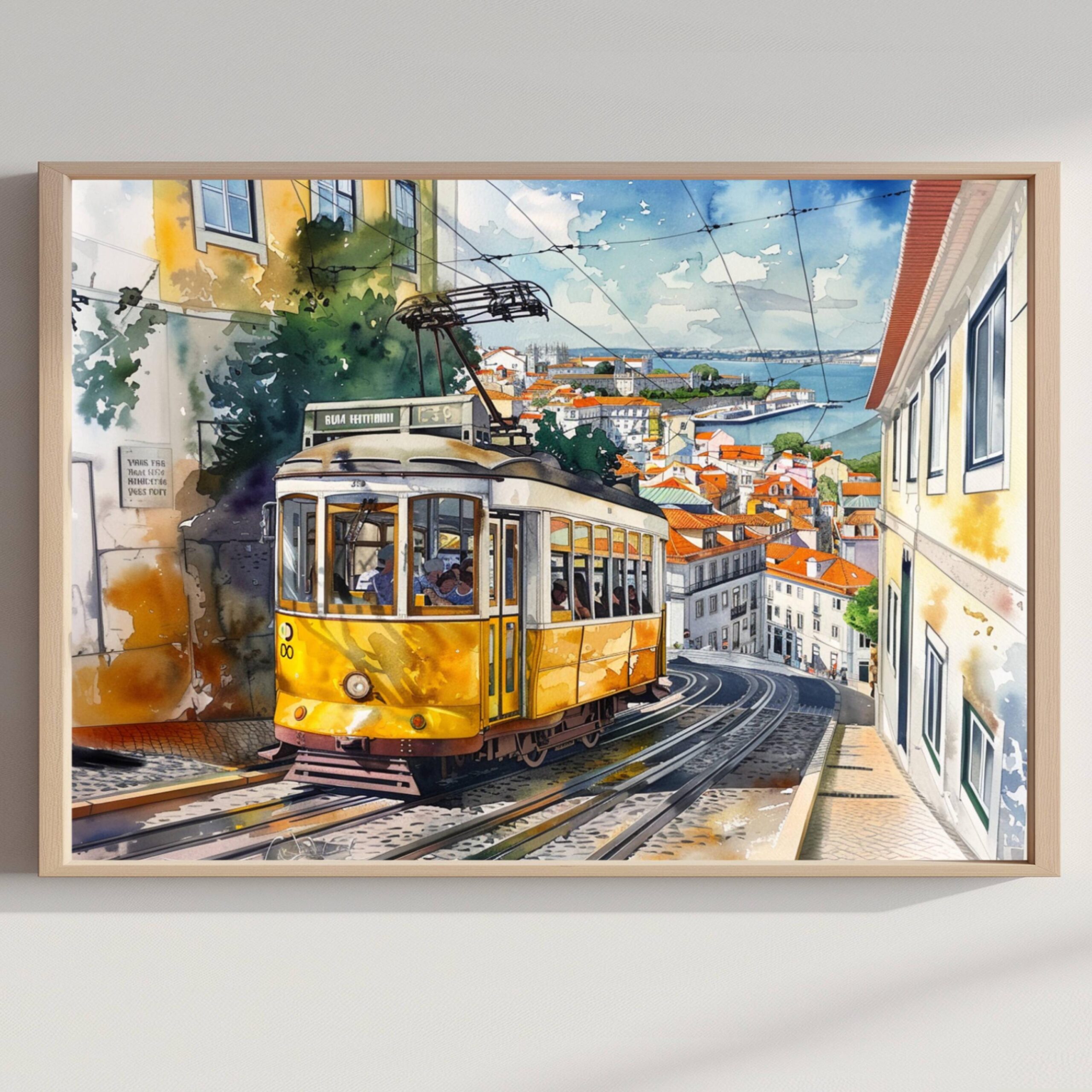 Lisbon Portugal Watercolor Print: Europe Travel Art Poster