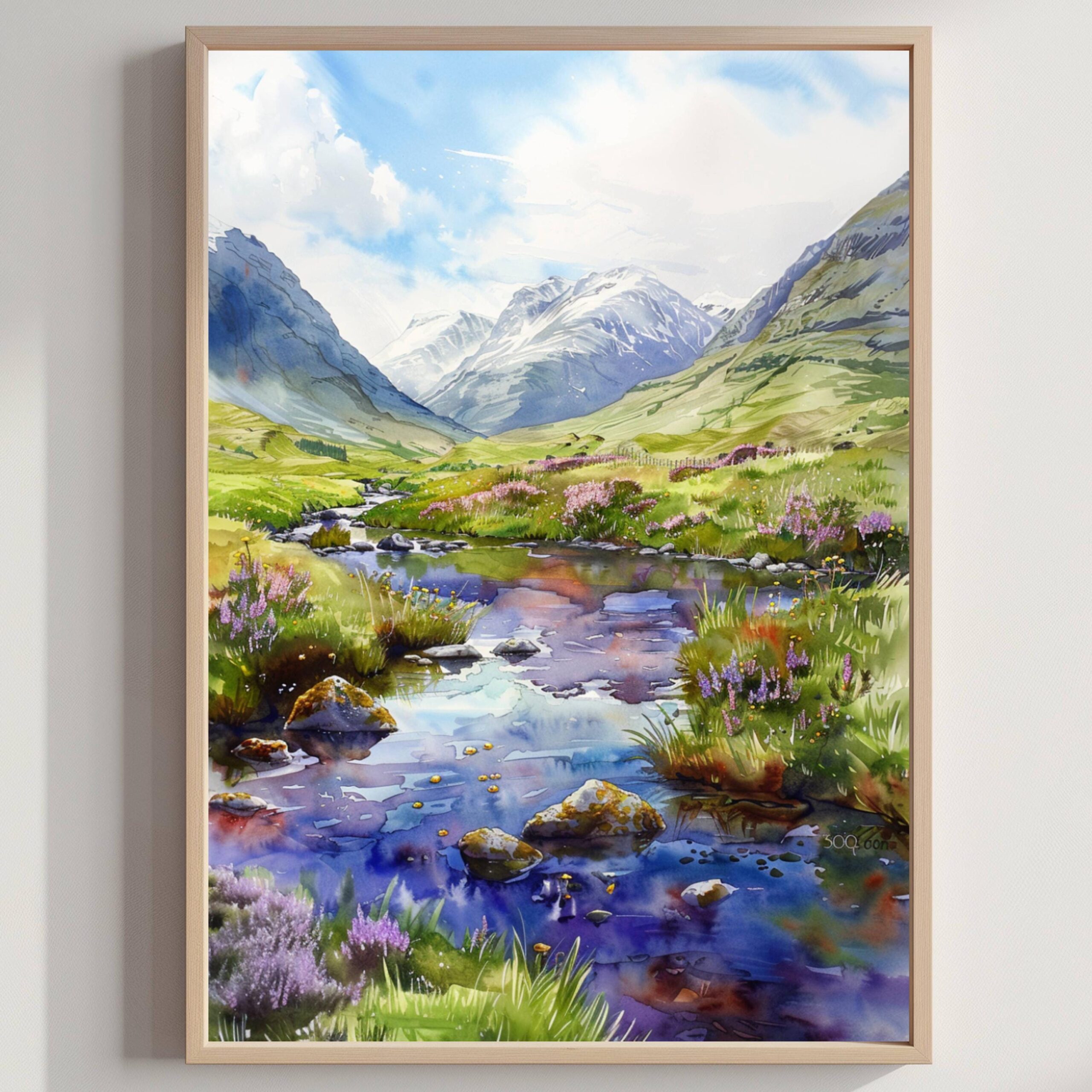 Glen Coe Scotland UK Watercolor Print: Europe Travel Art Poster