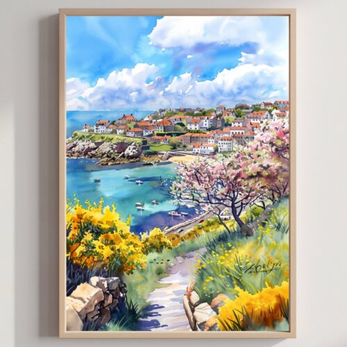 Isle of Guernsey Channel Islands Watercolor Print: Europe Travel Art Poster