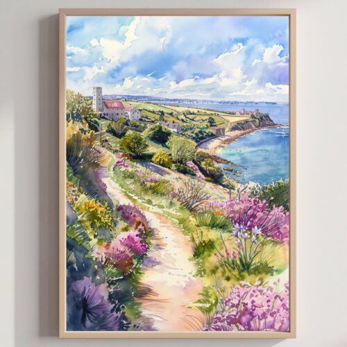 Isle of Wight England Watercolor Print: Europe Travel Art Poster