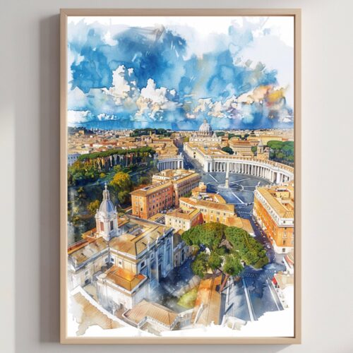Vatican City Europe Watercolor Print: Travel Art Poster