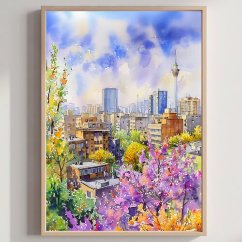 Tehran Iran Watercolor Print: Middle East Travel Art Poster