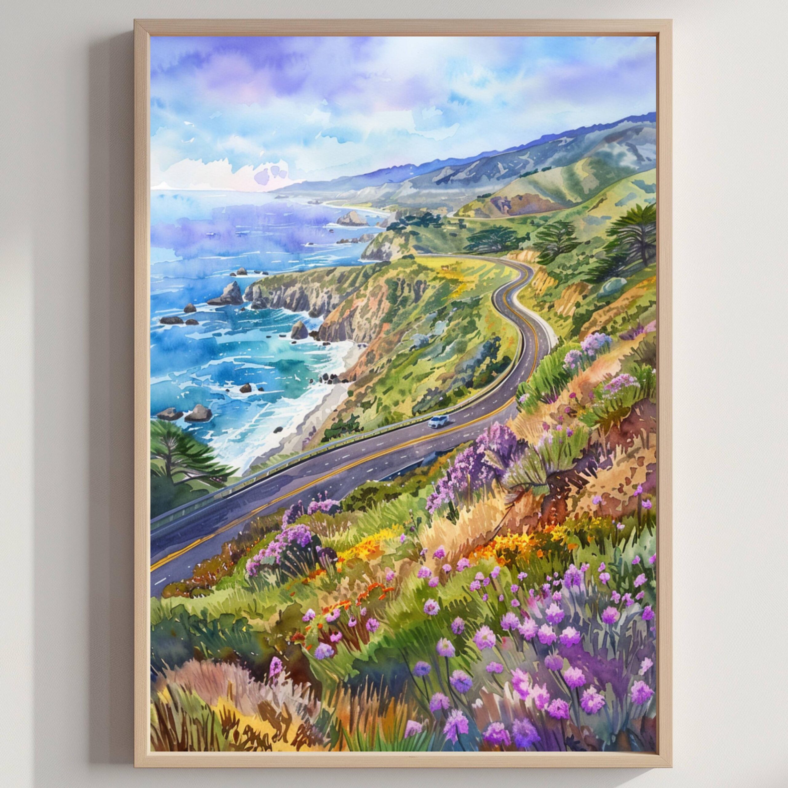 Big Sur California USA Watercolor Print: American Travel Poster