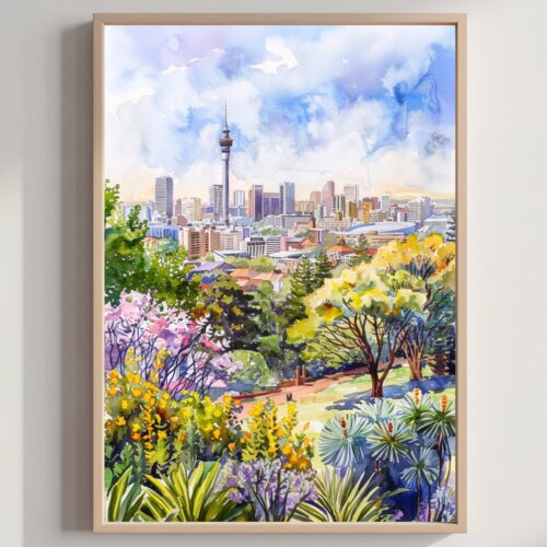 Johannesburg South Africa Watercolor Print: Africa Travel Art Poster