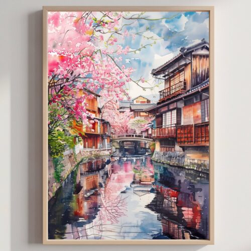 Kyoto Japan Asia Watercolor Print: Japanese Art Travel Poster