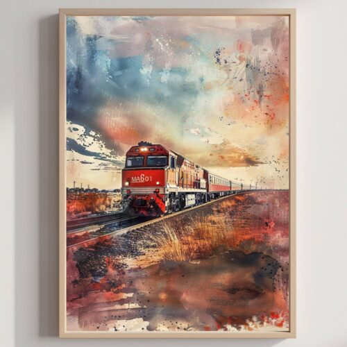 The Ghan Train Australia Watercolor Print: Travel Art Poster