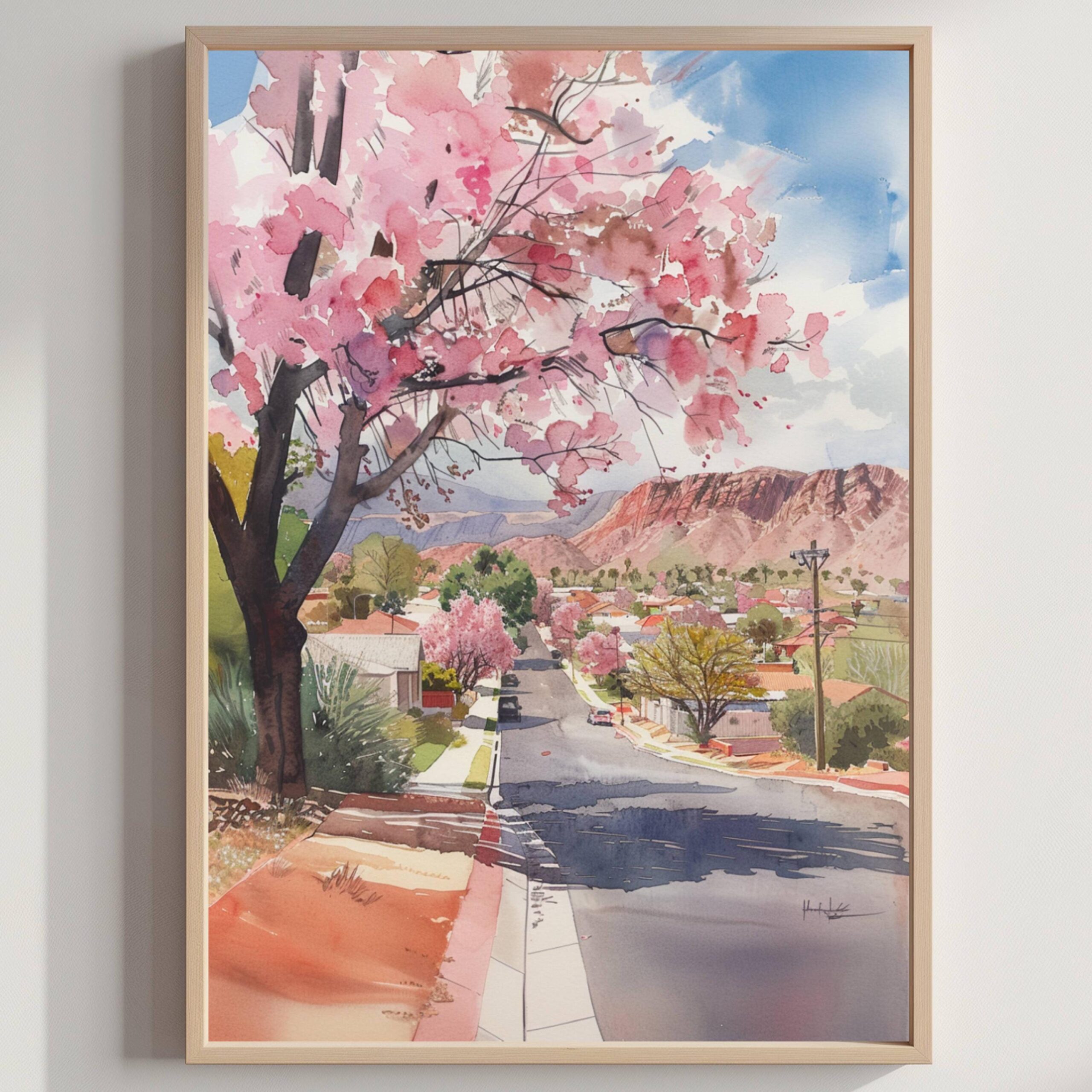 Alice Springs Australia Watercolor Print: Travel Art Poster