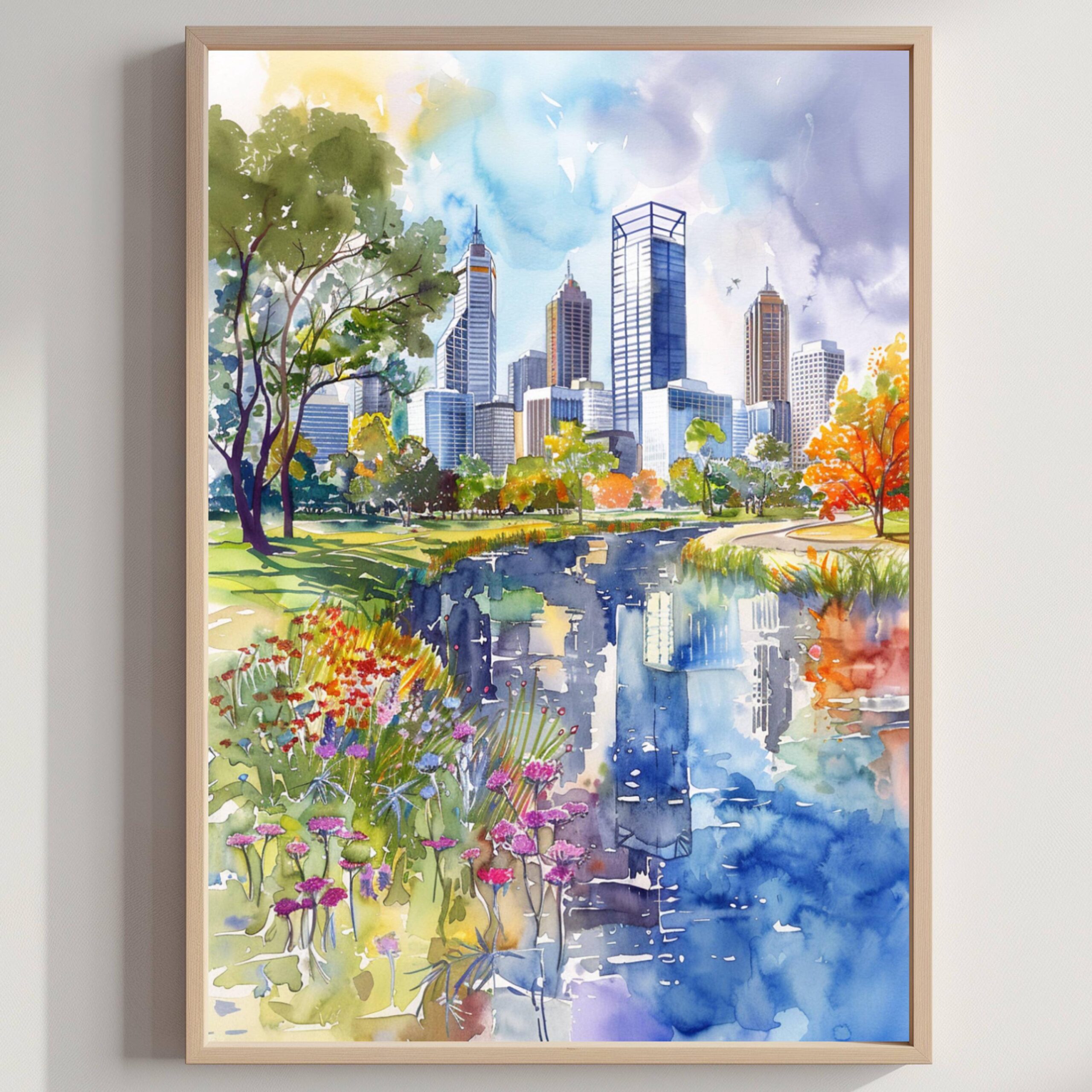 Perth Australia Watercolor Print: Travel Art Poster