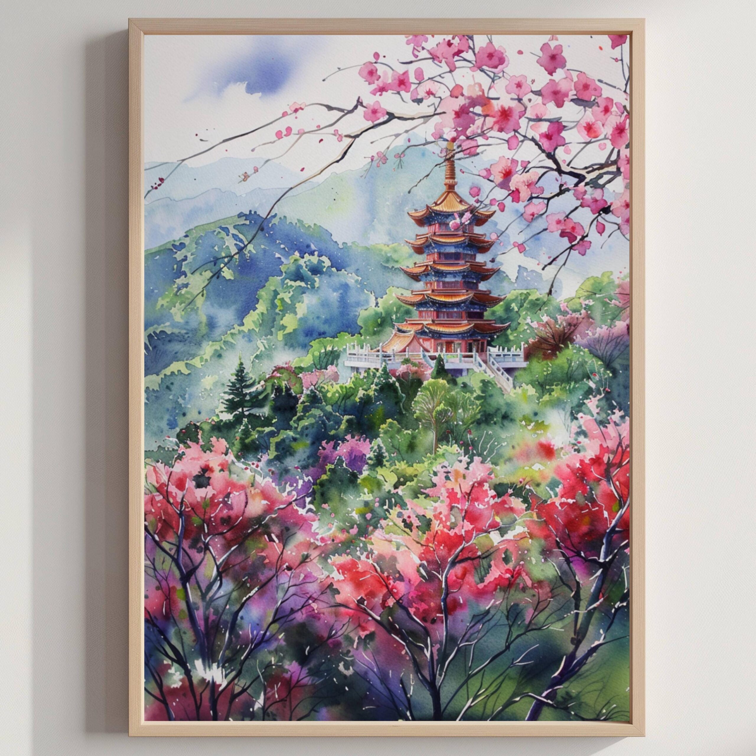 Taiwan Watercolor Print: Asia Travel Art Poster