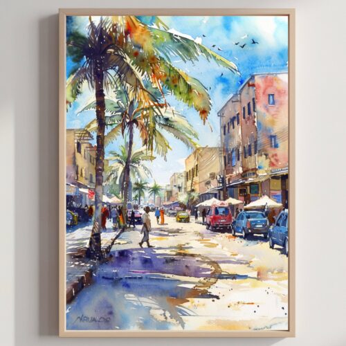 Mombasa Kenya Watercolor Print: Africa Travel Art Poster