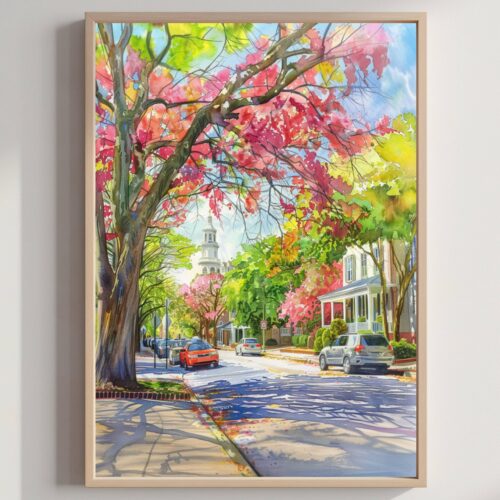 Charleston South Carolina USA Watercolor Print: American Travel Art Poster
