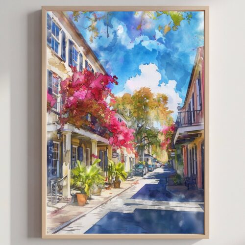 French Quarter Charleston South Carolina USA Watercolor Print: American Travel Art Poster